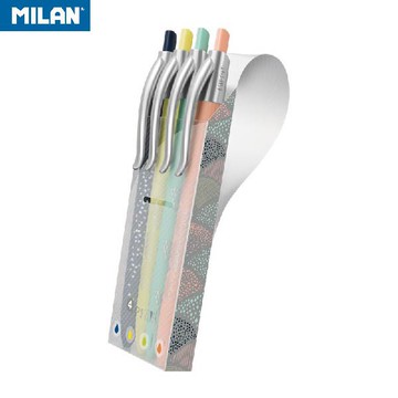 MILAN P1 SILVER原子筆_嚴選德國油墨筆芯_1.0mm(4色隨身組)