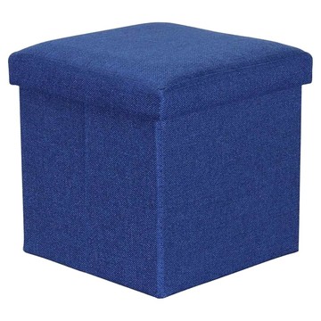 SIANG SI 多功能可折疊棉麻收納凳  深藍色  1個