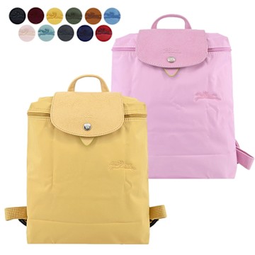 LONGCHAMP LE PLIAGE GREEN系列刺繡再生尼龍中型摺疊後背包(多款選)