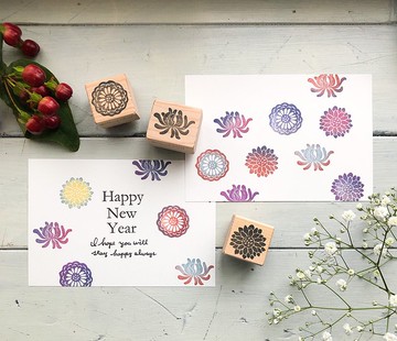 菊花圖樣印章三入組