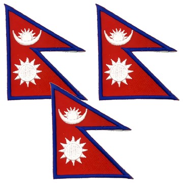 A-ONE 尼泊爾國旗刺繡布貼 DIY國旗徽章 8x5cm 聚酯纖維 台灣製  彩色  3個