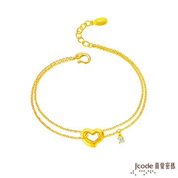 J’code真愛密碼 好愛妳黃金手鍊-硬金雙鍊款