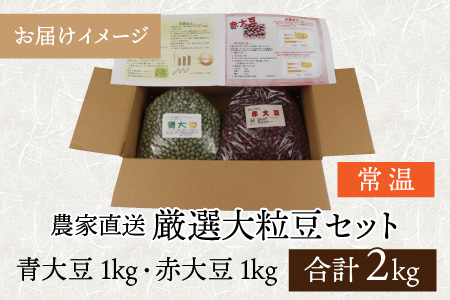 農家直送 豆好きのあなたに贈る 厳選大粒豆セット 計2kg（青大豆 1kg 赤大豆 1kg） [A-001028]