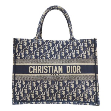 【二手名牌BRAND OFF】Dior 迪奧 藍色 緹花帆布 Book Tote 托特包