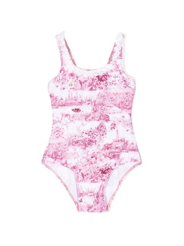 SELINIACTION KIDS - graphic-print lace-detail swimsuit - kids - Elastane/Polyester - 4 yrs - Purple