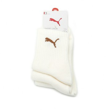 PUMA NOS 素色跳豹短筒襪 三雙組 米 BB149403