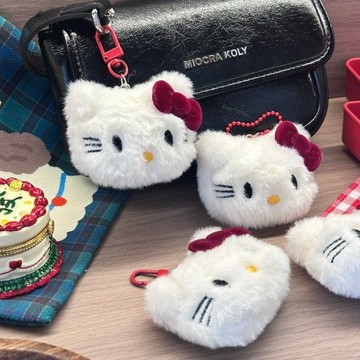 💕 kitty吊飾 背包吊飾 kitty掛飾 可愛吊飾 短毛貓可愛Kitty甜美蝴蝶結安哥拉紅色系卡通鑰匙扣包包掛件配飾