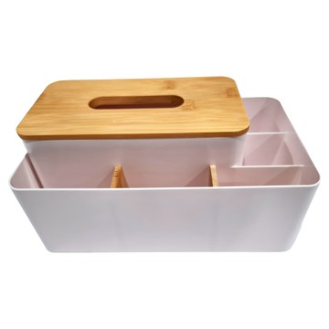 楠竹升降款多功能加大面紙收納盒  優雅白  1個