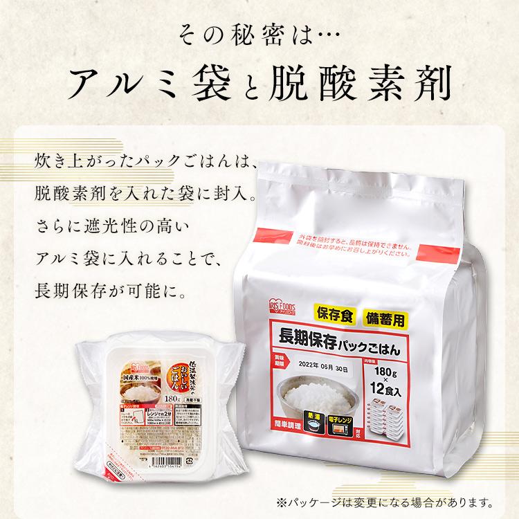 パックご飯 非常用 48食セット(12パック×4個) 非常食 防災食 保存食 備蓄 パックごはん 長期保存 レトルトご飯 180g アイリスフーズ