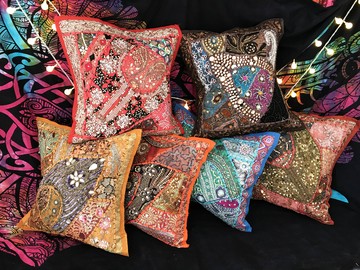 印度手工繡珠抱枕套全色系印度風格現貨坐墊印度工藝東南亞風靠墊