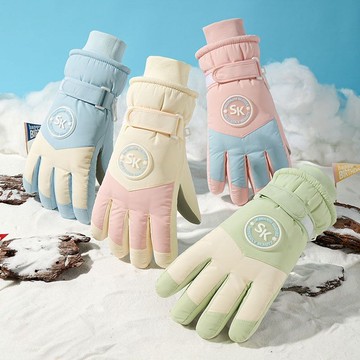 特賣🀀󰋑雪手套女款冬季分指騎行電動車加厚可愛馬卡龍保暖防寒觸屏防滑保暖滑雪手套 機車加絨防風防水手套 騎行加絨加厚防寒觸