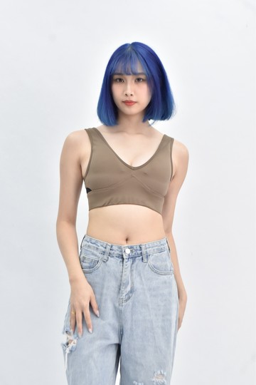 (S) 【里唯私服】freeda運動 bra top寬肩帶棕色上衣