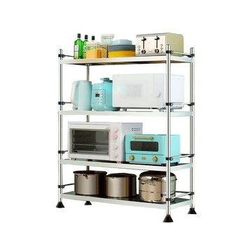 【現貨】廚房置物架 置物架 120cm四層不鏽鋼圍欄置物架 廚房收納架 四層架 電器架 貨架 廚房架 興雲網購旗艦店