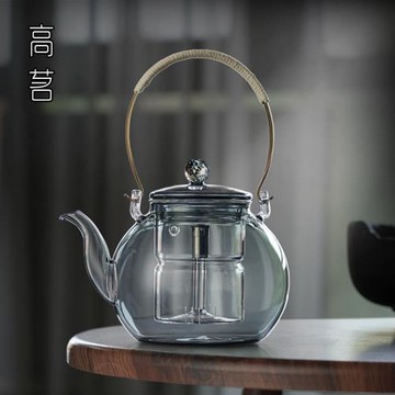 日式提梁玻璃壺大容量蒸煮兩用蒸汽煮茶器套裝家用星空墨色泡茶壺