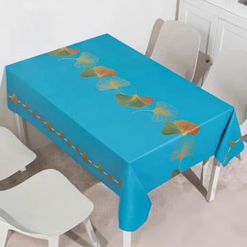 清新現代風撞色銀杏葉桌巾 防水防油防燙耐熱  120 x 160cm  海洋藍  1個