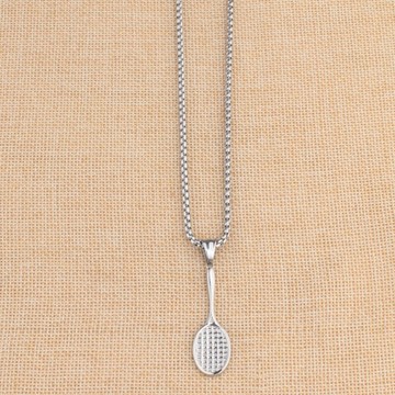 運動羽毛球拍全鈦鋼鏈球拍吊墜個性潮款掛飾長款百搭毛衣鏈1入