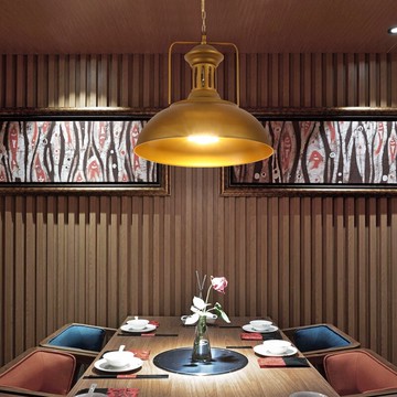 loft工業風創意個性餐廳燈北歐酒吧吧臺鍋蓋單頭帶射燈火鍋店吊燈