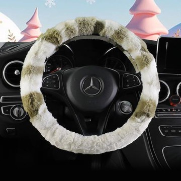 跨境亞馬遜新款迷彩毛絨汽車方向盤套冬季保暖汽車把套廠家直銷