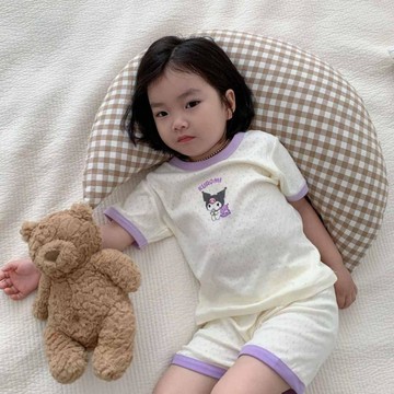 【夏日居家必備】男女童透氣呼吸棉短袖睡衣 可愛兒童睡衣 兒童短褲家居服套裝 寶寶空調服兩件套潮