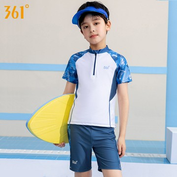 361兒童泳衣男童中大童青少年分體2025新款初中生男孩遊泳衣套裝鑫弘-戶外運動