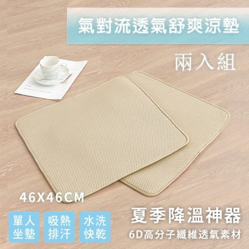 BELLE VIE 2入組 6D氣對流透氣涼墊【單人座-46X46cm】簡約米 坐墊/沙發墊/椅墊/辦公座墊