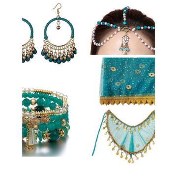 印度舞敦煌異域風情頭飾手鏈飾品新款耳環假發辮面紗頭紗配飾腰封