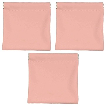 Timo 質感皮革彈片收納包 簡約素色設計  粉色  3個