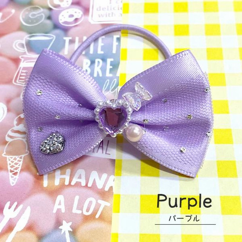 ハンドメイド★キッズリボン★紫★大きめ★きらきらビジュー付き★お出かけに ハンドメイド☆キッズリボン☆紫☆大きめ☆きらきらビジュー付き