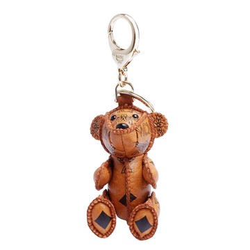 MCM 經典VISETOS小熊造型塗層帆布鑰匙圈/吊飾(橘)
