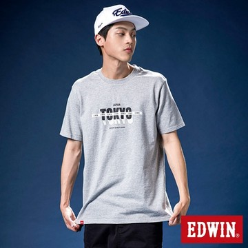EDWIN 男女裝 網路獨家 3D TOKYO堆疊短袖T恤-麻灰色