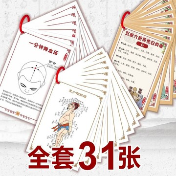 ✨桃園有貨✨【防水防油】十四經脈彩圖速記卡片全身穴位防水防油經脈歌記憶貼學醫必備優選 6OKP