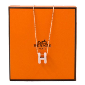 HERMES 愛馬仕 POP H 項鍊 (淺粉色 x 玫瑰金鍊) Rose Dragee