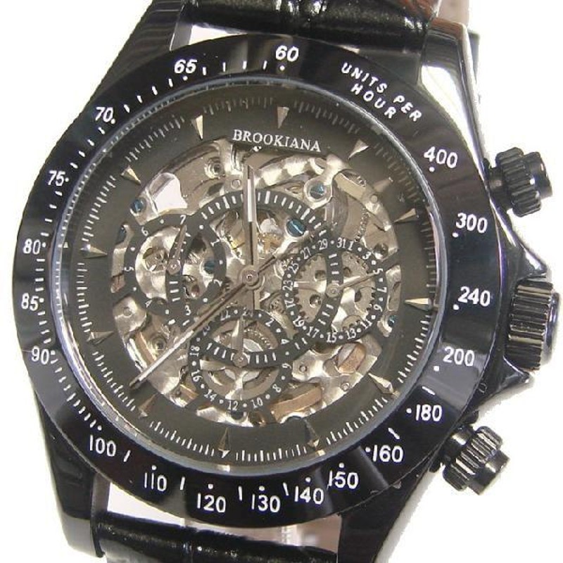 BROOKIANA（ブルッキアーナ） 自動巻き レザーベルト腕時計オートマティック 両面スケルトン BA1679-IPBK | LINEショッピング