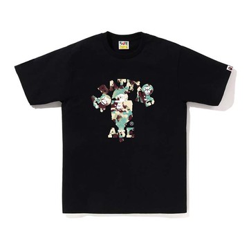 BAPE Map Camo College Milo Tee 猿人 潑墨字母 短袖 黑色 RAY-23 [台灣現貨]