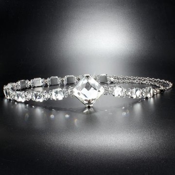 大水晶腰鏈配飾水鉆腰帶女裝飾配連衣裙子高級感金屬鏈條腰封皮帶