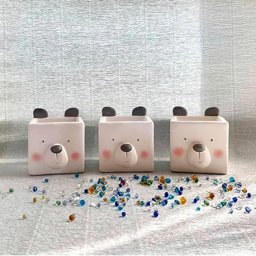 萌特熊-水泥小盆栽