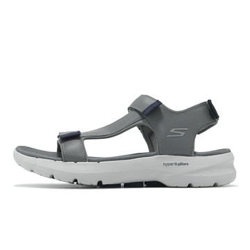 Skechers 涼鞋 Go Walk 6 Sandal 男鞋 灰 緩衝 支撐 魔鬼氈 涼拖鞋 休閒鞋 229126GYNV