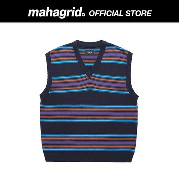 [MAHAGRID] 條紋針織背心_海軍藍STRIPED KNIT VEST