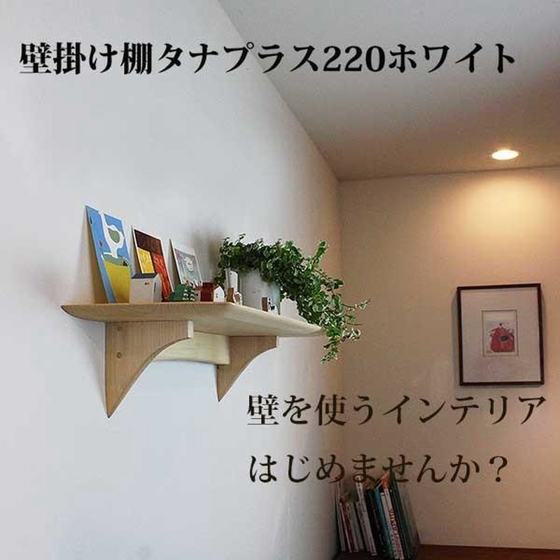 壁掛け棚 タナプラス220ホワイト 石膏ボードＯＫ ウォールシェルフ