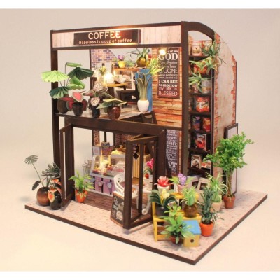 ドールハウス ミニチュア 手作りキット 植物たくさんのコーヒー屋さん ...