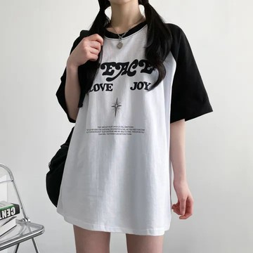 Vuja de 純棉 t恤 短袖上衣女 英文印花 T恤 韓國上衣 oversize T恤 寬鬆上衣 潮流衣服  ins風