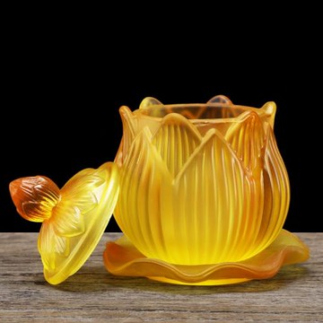 仿琉璃佛供水杯供佛杯佛堂觀音菩薩仙道家佛前凈水杯蓮花圣水杯