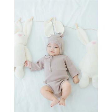 兒童攝影主題服裝大耳朵兔子造型帽子嬰兒百天周歲照拍照服裝道具