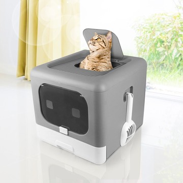 雙門自動落砂貓砂盆-折疊抽屜款