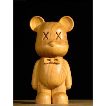 崖柏木雕暴力熊擺件實木雕刻工藝品家居客廳裝飾哄娃玩具創意把件