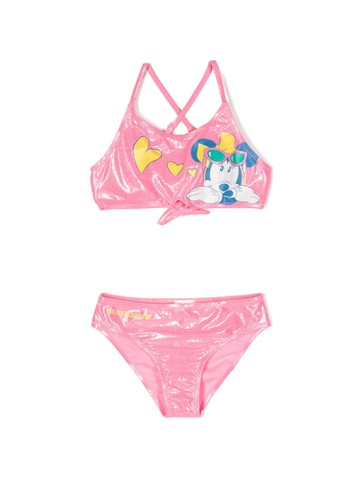 Billieblush - cartoon-print glitter bikini - kids - Polyamide/Polyester/Elastane - 12 - Pink