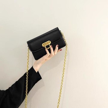MK小包包女2025秋冬新款輕奢高級感真皮小方包時尚鏈條單肩斜挎包