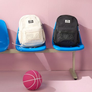 FILA 網布LOGO休閒後背包(附識別證套)-黑色 BPA-3004-BK