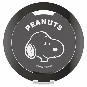 PEANUTS 史努比 鋁合金磁吸摺疊手機支架 附磁吸圈貼片 HSN-005  史努比大頭 黑色  1個