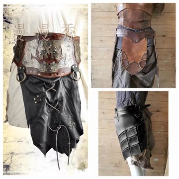 歐美男款中世紀手制重型盔甲皮革復古腰帶中世紀蒸汽朋克裝扮腰裙